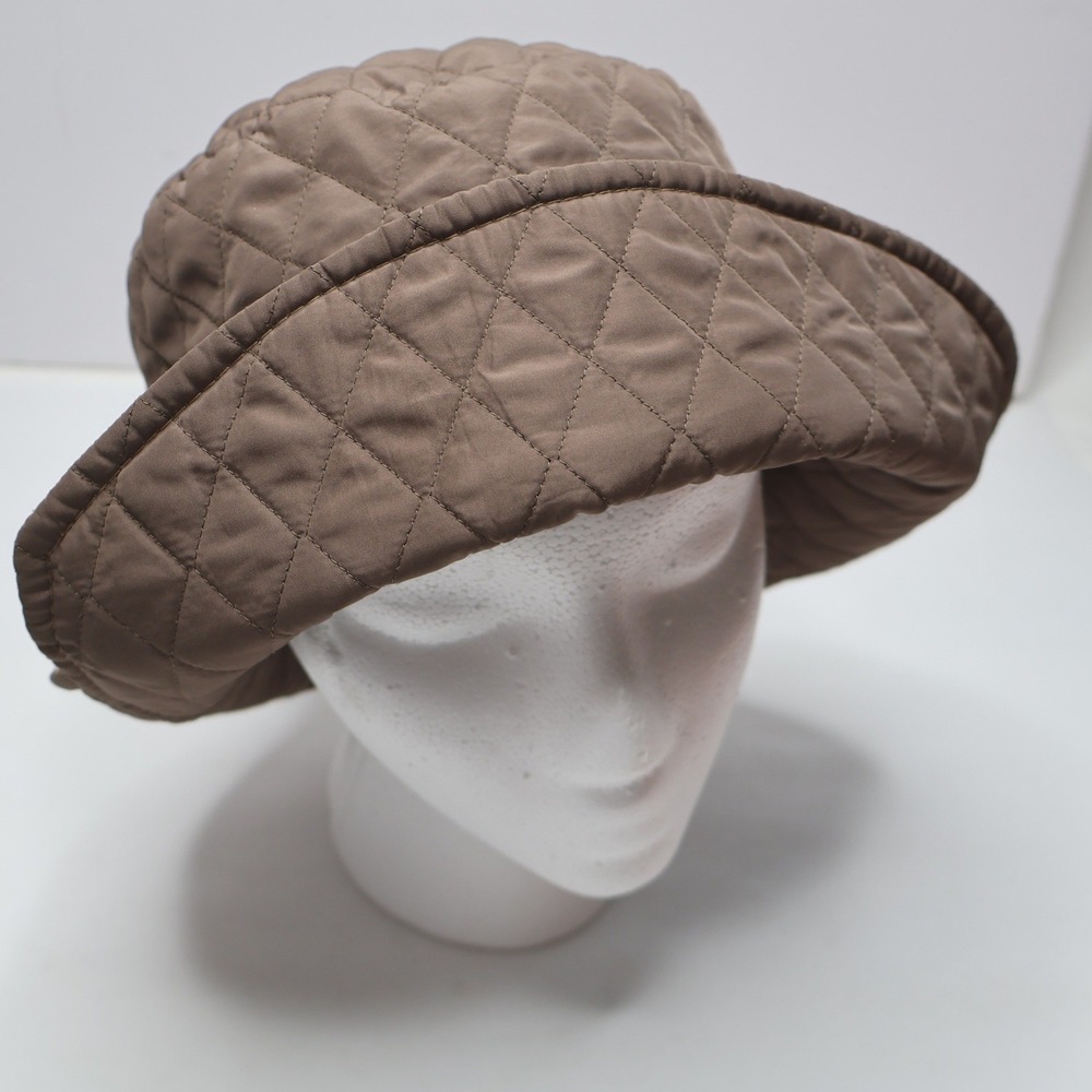 Nordstrom Womens Light Brown Quilted Bucket Hat Italy Made Neutral Chic